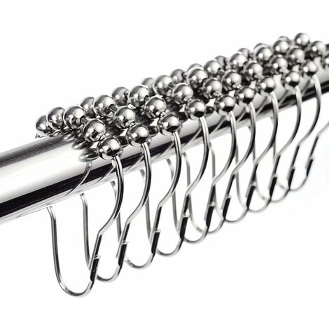 DHKLFA -- Crochets Anneaux de Rideau de Douche en Acier Inoxydable Chromé -12pcs
