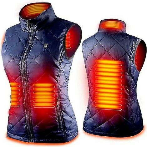 DHKLFA Gilet chauffant pour femme avec 4 zones de chauffage, veste chauffante pour le cou bleu XXL
