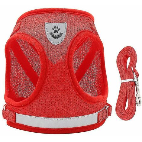 DHKLFA Harnais pour animaux de compagnie gilet chien main tenant corde réfléchissante respirant maille laisse de chien fournitures pour animaux de compagnie