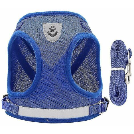 DHKLFA Harnais pour animaux de compagnie gilet chien main tenant corde réfléchissante respirant maille laisse de chien fournitures pour animaux de compagnie