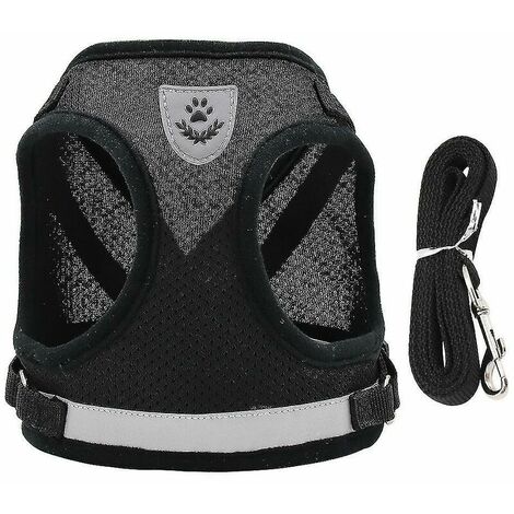 DHKLFA Harnais pour animaux de compagnie gilet chien main tenant corde réfléchissante respirant maille laisse de chien fournitures pour animaux de compagnie