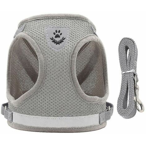DHKLFA Harnais pour animaux de compagnie gilet chien main tenant corde réfléchissante respirant maille laisse de chien fournitures pour animaux de compagnie