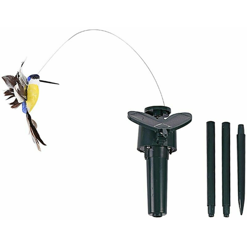 DHKLFA Papillon solaire colibri jardinage jardin oiseau plume electrique, envoi aleatoire de couleurs de colibri solaire de style deux sans piles