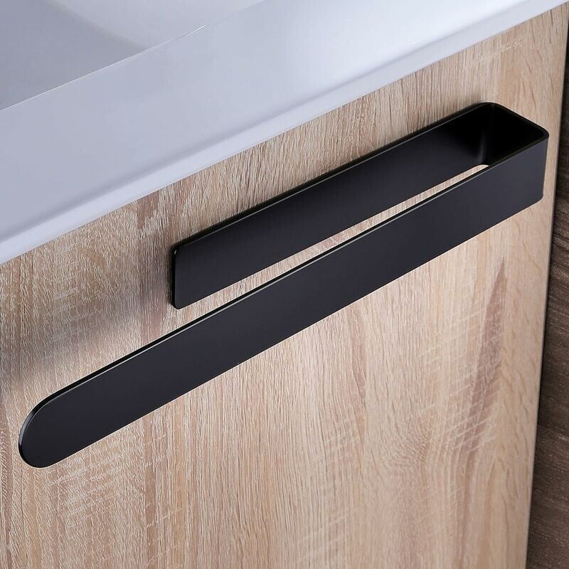 Dhklfa - Porte Serviette Salle de Bain Noir Barre de Serviette en Acier Inoxydable Porte-Serviette Adhesif, 37cm, Ensoleillé
