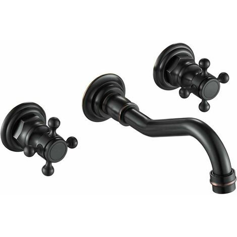 DHKLFA Robinet mitigeur mural pour lavabo de salle de bain 3 trous Bronze huilé