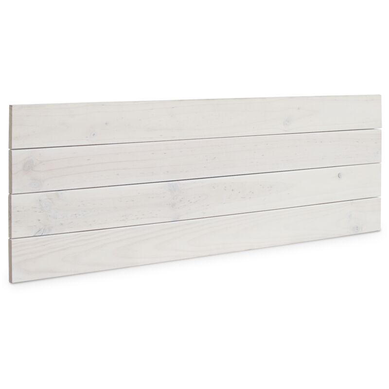 

Cabecero de Madera Maciza de Pino para Pared Estilo Palet Cabezal Dormitorio Cama Palets Herrajes incluidos (110x37 Palet 4, Blanco Rústico) - Blanco