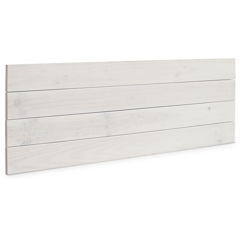 

Cabecero de Madera Maciza de Pino para Pared Estilo Palet Cabezal Dormitorio Cama Palets Herrajes incluidos (95x37 Palet 4, Blanco Rústico) - Blanco