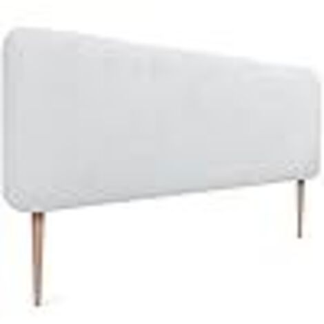 DHOME Tête de Lit Capitonnée Unie Arrondie en Tissu Aqualine avec Pieds pour Mur Têtes de Lit Acoustiques Absorbantes Tête de Lit Chambre à Coucher (Blanc, 160cm)