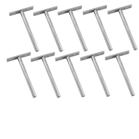 Dhouse 10Pcs Floating Shelf Bracket 4inch Concealed Blind Hole Bracket Concealed Shelf Support Floating Shelf Bracket T-shaped Bracket for Any Type of Shelf and Wall