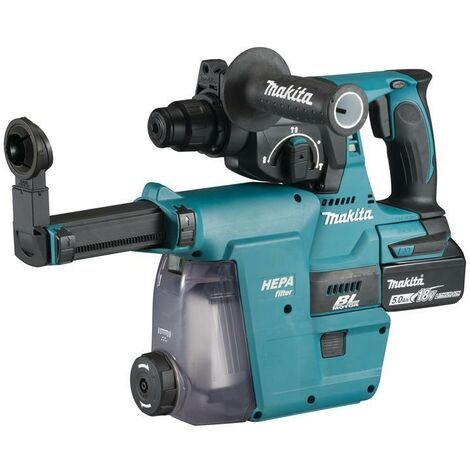 DHR242RTJW SDS Plus BL Hammer Drill + Extractor 18V 2 x 5.0Ah Li-ion - MAKDHR242RTW
