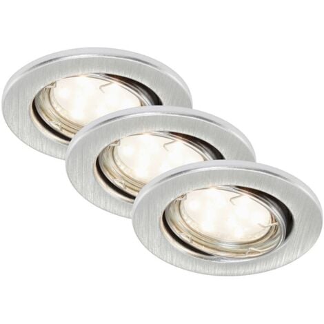 BRILONER Di-Ka LED Einbauleuchte Fit Move 3er Set alu Ø 8,5 cm GU10, 3W, warmweiß Einbauleuchte