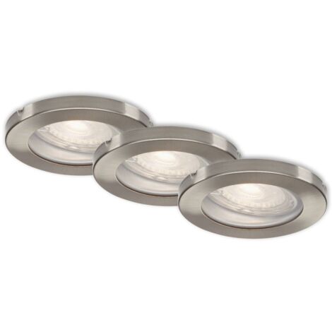 BRILO Di-Ka LED Einbauleuchte Kowali 3er Set nickel-matt Ø 8,5 cm 4,7W, warmweiß Einbauleuchte