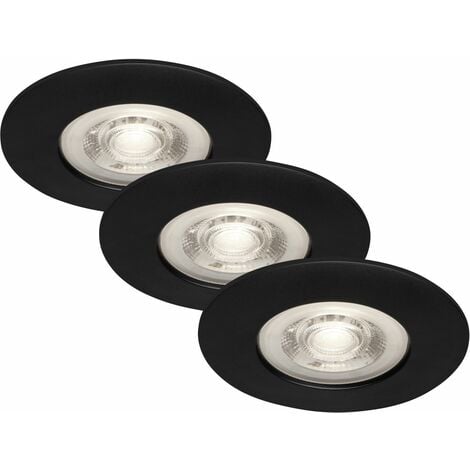 BRILO Di-Ka LED Einbauleuchte Kulana 3er Set schwarz-matt Ø 9 cm 4,9 W warmweiß Einbauleuchte