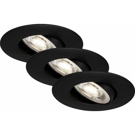 Di-Ka LED Einbauleuchte Kulana 3er Set schwarz-matt Ø 9 cm 4,9 W warmweiß Einbauleuchte