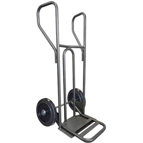 Diable acier Stockman DVPF2-RSN-BR tablier incurvé poignée fermée 250kg roues caoutchouc noir bavette rabattable