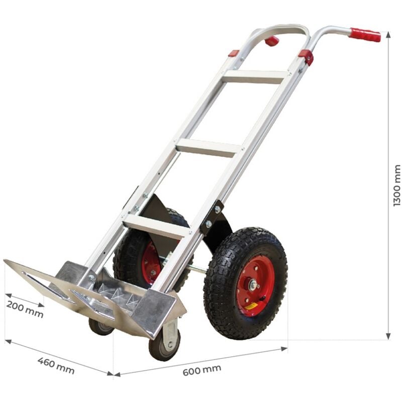 Stockman - Diable aluminium 250 kg - Roues tout-terrain - ST250R