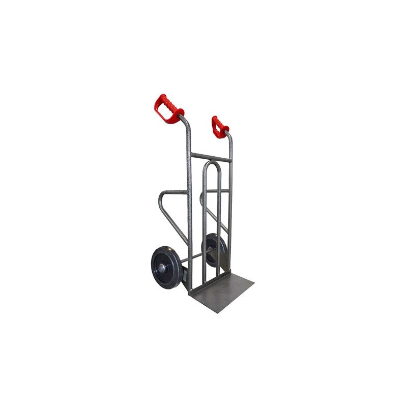 Diable acier Stockman DDPO1-RSN droit 250kg roues caoutchouc noir poignée ouverte à chargement vertical et horizontal