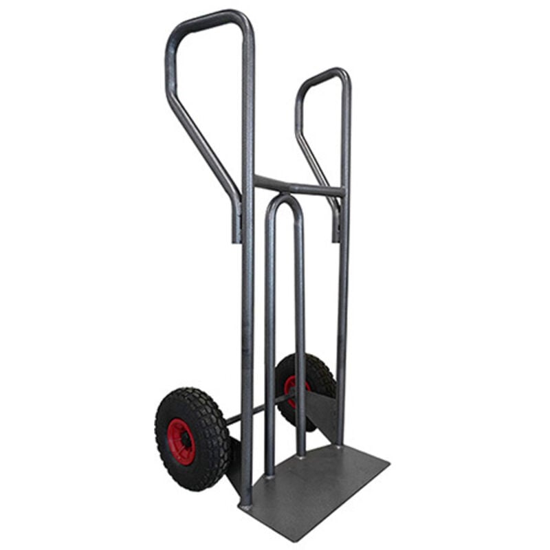 Diable acier Stockman DVPF400-RSN tablier incurvé poignée fermée 400kg roues caoutchouc noir