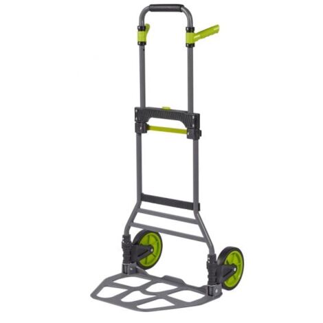 Diable de manutention pliable 150kg – Châssis acier – Roues en caoutchouc TPR 17cm – Dimensions déplié 490x1130x520mm – Feroce