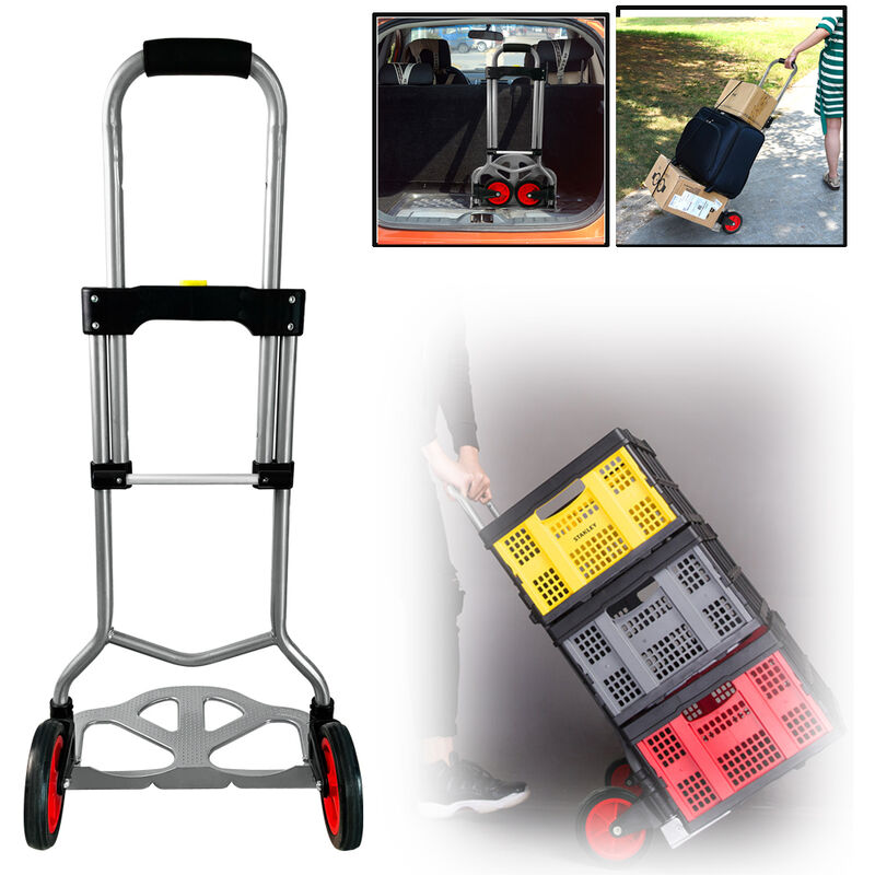 Diable Diable Pliant Chariot de Transport à Main Pliable avec 2 Roues charge max. 60 kg Hengmei