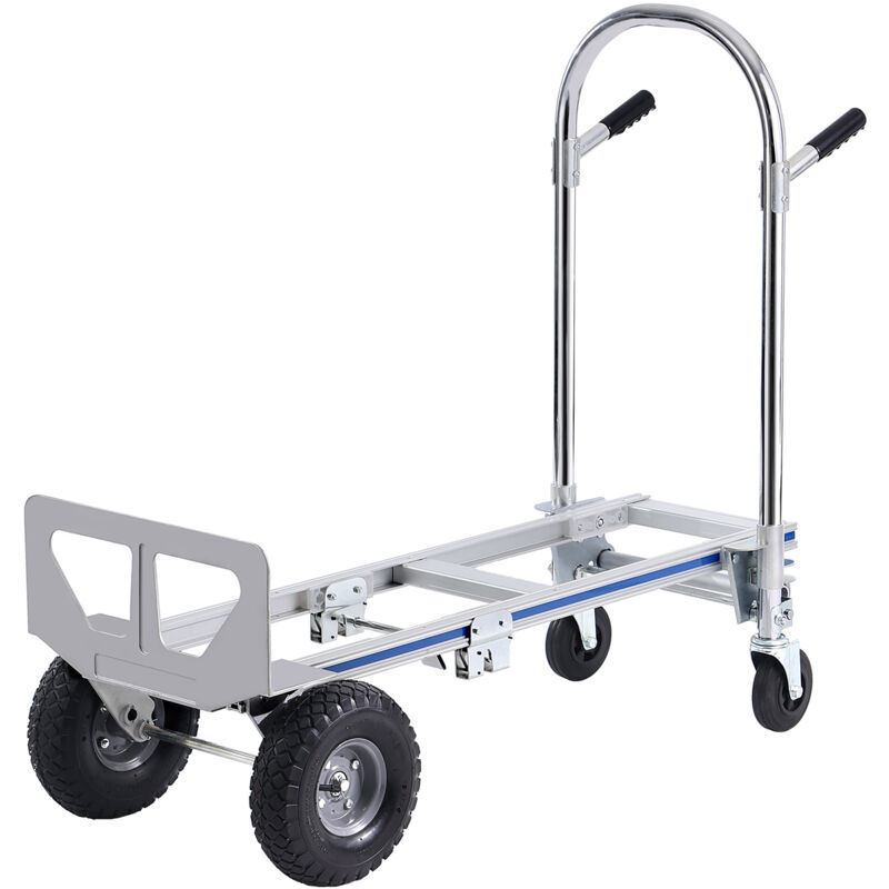 Diable en aluminium Mophorn convertible 2 en 1, capacité de 800 lb, chariot utilitaire pliable robuste, chariot industriel avec roues en caoutchouc