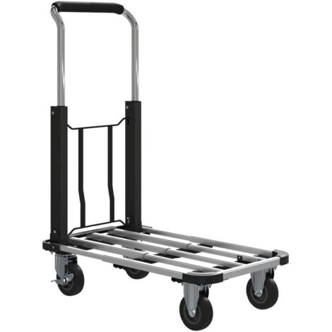 Diable pliable, capacité de charge 150 kg, plateau extensible, poignée réglable en hauteur, pour cartons, métal, noir