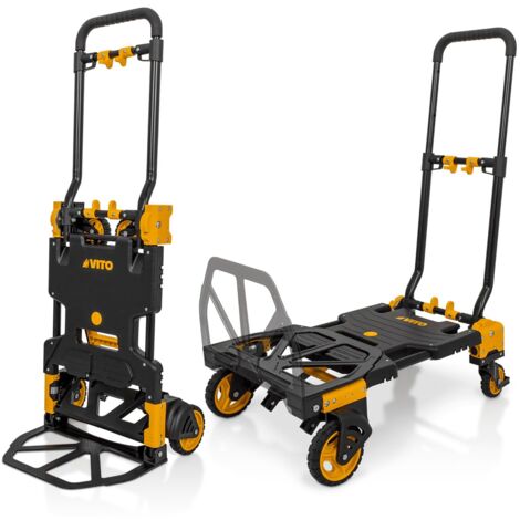 Diable pliant de démenagement Chariot de manutention 2 Positions Charge 137 KG Max Roues pivotantes VITO