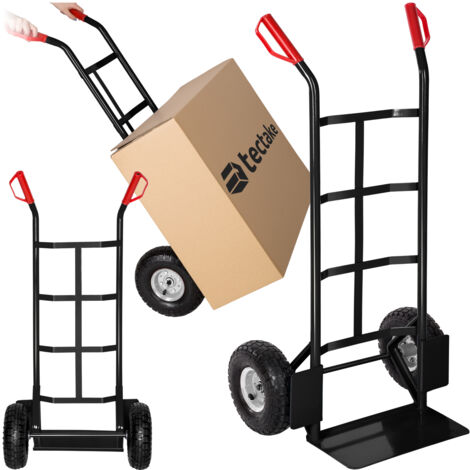 Tectake – Diable rigide 200 kg – Tube acier Ø 27 mm – Roues gonflables tout-terrain – Pelle verticale pour protection – Dimensions 119x44x55 cm