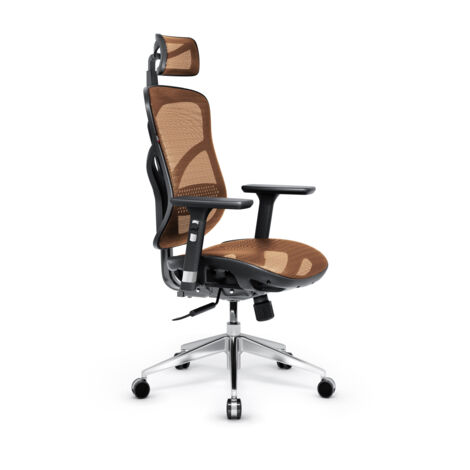 Diablo V-Basic Bürostuhl Ergonomisch Schreibtischstuhl Drehstuhl mit integrierter Lendenwirbelstütze 3D Armlehnen Verstellbare Kopfstütze Wippfunktion Höhenverstellbar (schwarz/orange)