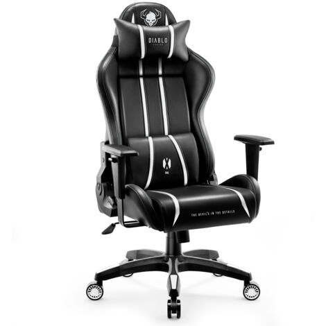 Diablo X-One 2.0 Gaming Stuhl Computerstuhl ergonomischer Bürostuhl Gamer Chair Schreibtischstuhl Schwarz-Weiß - King Size