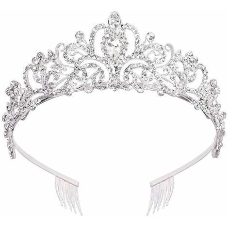 Diadème de mariée couronne de cristal rare perle avec peigne (1 pièce d'argent)