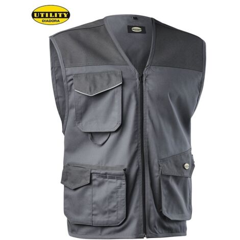 DIADORA UTILITY 702.160302 VEST MOVER STEEL GRAY GILET DA LAVORO 3 TASCHE