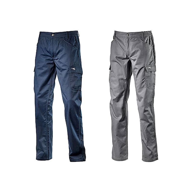 diadora - utility pant level pantalon de travail - s - bleu - bleu