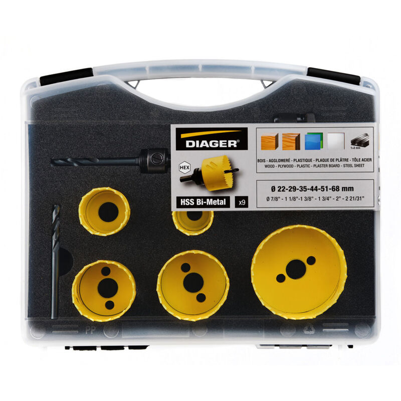 6 Sierras de perforación hss + Accesorios - 651C - Diager