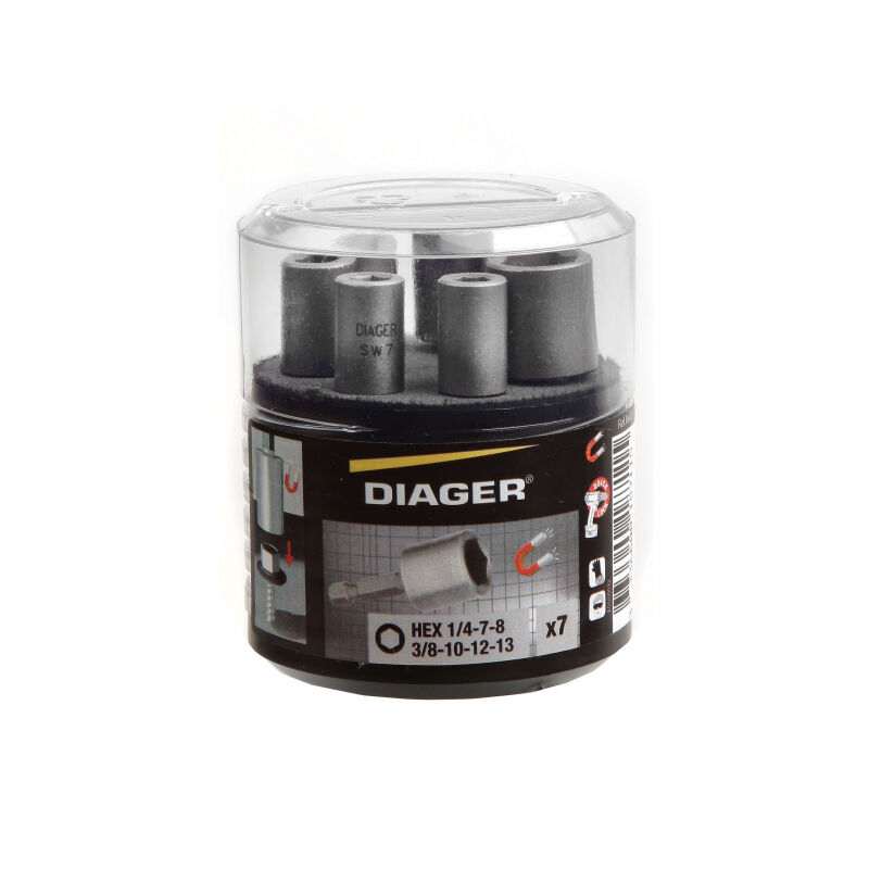 Diager - Kit 7 douilles magnétiques 1/4 et 3/8' 7 à 13mm