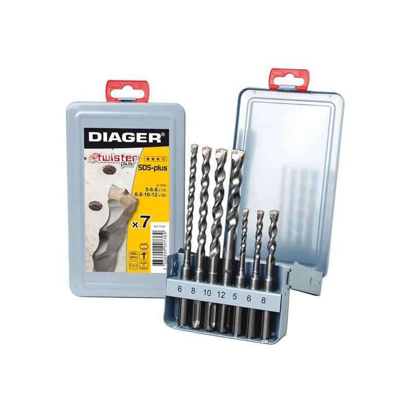 Diager - Coffret forets béton x7 sds+ twister+
