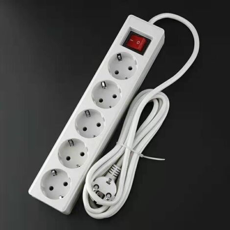 Diagrama de cableado, tarjeta de enchufe estándar europeo - Tarjeta de enchufe europea - blanca - cinco posiciones/línea de 3 m/1800 W