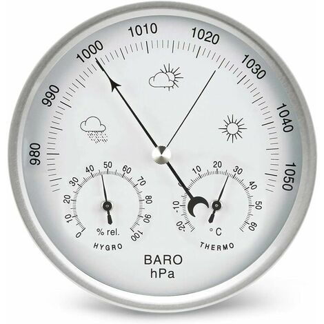 Dial Type Barometer with Thermometer Hygrometer Weather Station Barometric Pressure Measures Simplicity & Easy Reading (Metric)