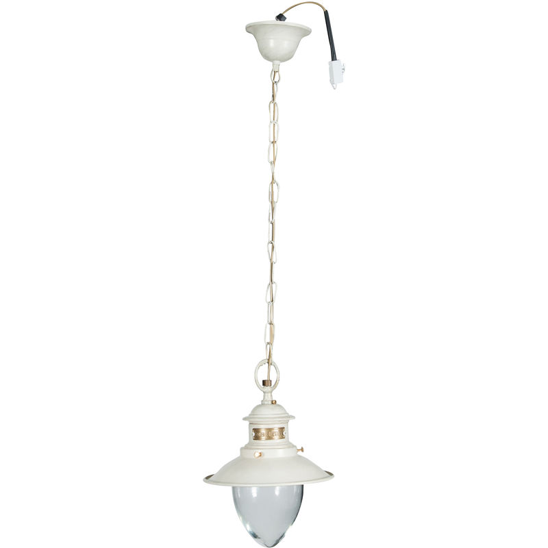 Diam. 25xH88 cm sized Made in Italy casting aged brass made white lacquered Old Navy style chandelier