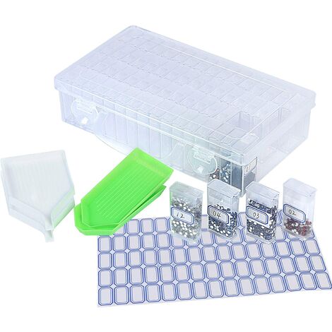Diamant Broderie Rangement Boîtes 64 flacons séparés,Diamond Painting Boite Plastique Transparent Foret de Bijoux Amovibles Organiseur Diamond Painting Accessoires Broderie Diamant pour DIY