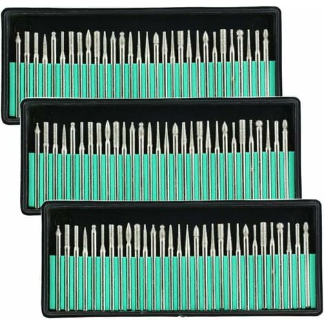 Diamant Burr Bits Percer Verre Métal Gemme pour Meulage Outil Rotatif, 90 Pcs 1/8-inch (3 mm)