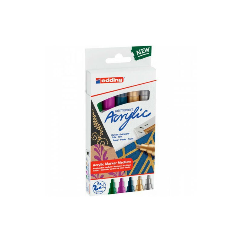 Image of Edding - Confezione 5 pennarelli acrilici tratto 2-3. colori: 904, 910, 933, 924 e 923. 5100-5-s-999
