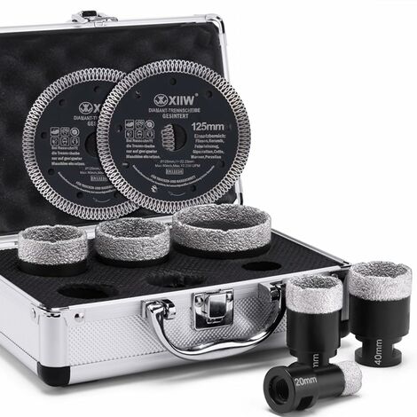 Diamant Fliesenbohrer Set 20/35/38/40/50/68mm x M14 Diamantbohrer Lochsägen Bohrkrone Fliesenbohrkronen zum Bohren von harten Materialien wie Keramik, Marmor, Mauerwerk