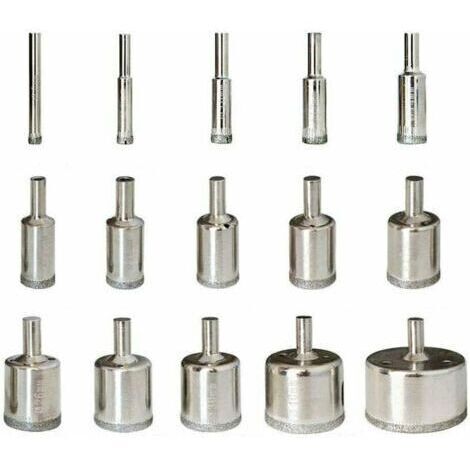 Diamant Foret 15pcs 6-50mm Trépan Scies Cloche Outils Set Forets Diamant Cutter Acier Carbone Pour Verre Céramique Porcelaine Marbre Carrelage Granite