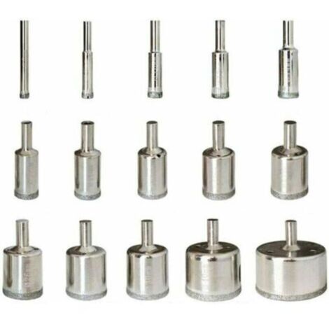 Diamant Foret 15pcs 6-50mm Trépan Scies Cloche Outils Set Forets Diamant Cutter Acier Carbone Pour Verre Céramique Porcelaine Marbre Carrelage Granite