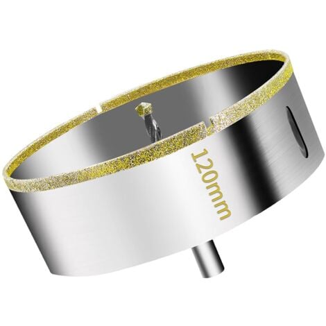 BLUEDEER Diamant-Lochsäge 120 mm mit Zentrierführungsbohrer, Fliesenlochsäge mit Diamantbeschichtung, Diamant-Kernbohrer für Glas, Fliesen, Keramik, Marmor, Granit