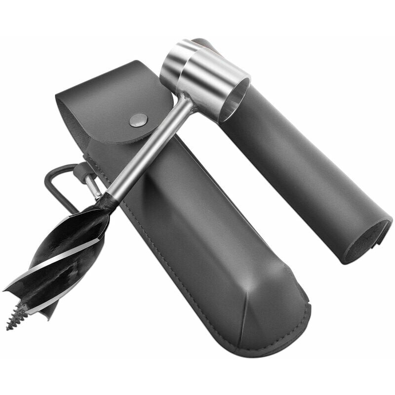 Vuszr - Diamant noir + étui en cuir pu noir perceuse à main pour le travail du bois perceuse de survie extérieure multifonctionnelle adaptée à la