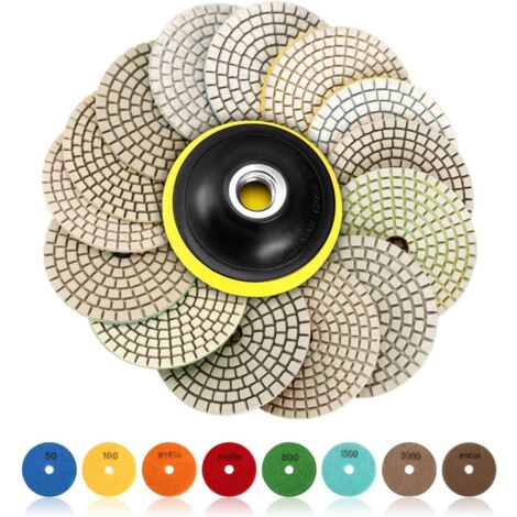 Diamant-Polierscheibe, 15 Stück 4 Zoll (100 mm), Diamant-Polierpads, Beton-Polierpads, Granit-Marmor-Polieren mit Pads, 50-6000 für Poliermaschine, Poliermaschine