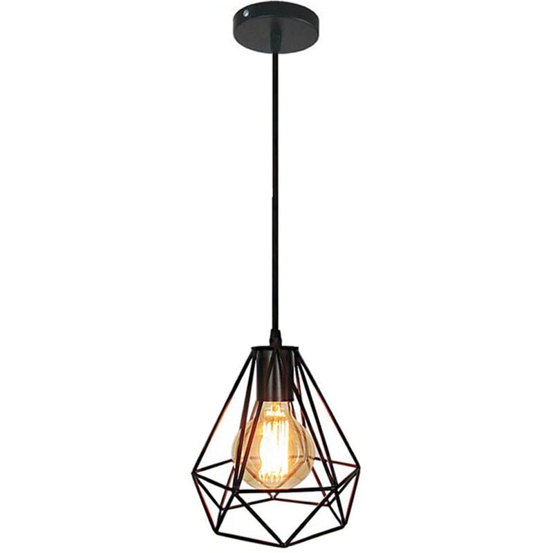 Suspension Filaire - 2020,5cm - Longueur Adjustable 100cm - Lustre E27 Noir