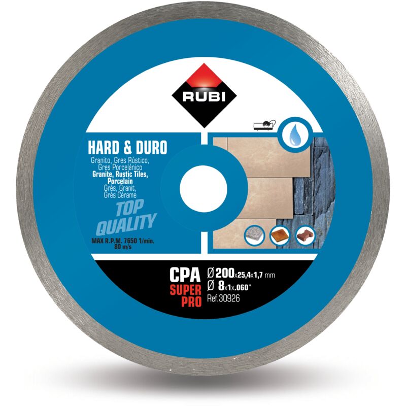 Rubi - 30926 Diamantscheibe Material Hard Continuous (cpa) 200 Superpro, Grau, 200 Mm
